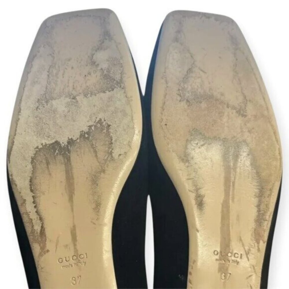 Gucci Dionysus Black Suede Embellished Square Toe Flats - Picture 4 of 4